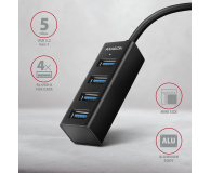 Axagon HUE-M1AL, 4x USB 3.2 Gen 1 MINI hub, metalowy, USB-A 1.2m - 1353431 - zdjęcie 3